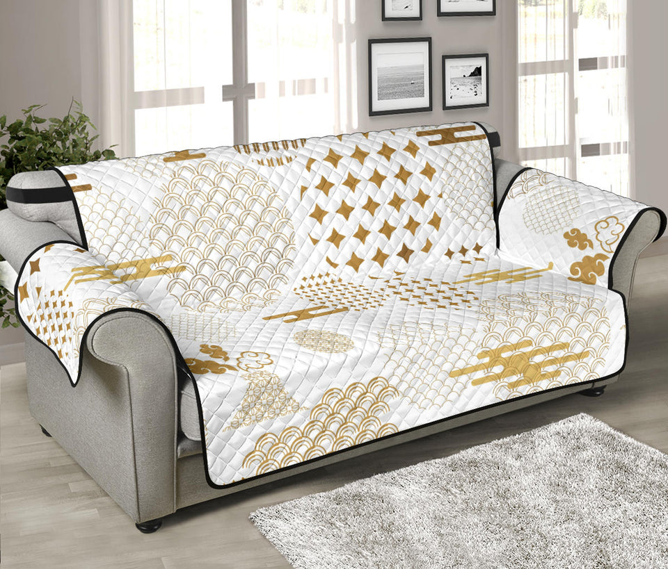 Beautiful gold japanese pattern Sofa Cover Protector