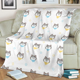Cute Siberian Husky Pattern Premium Blanket