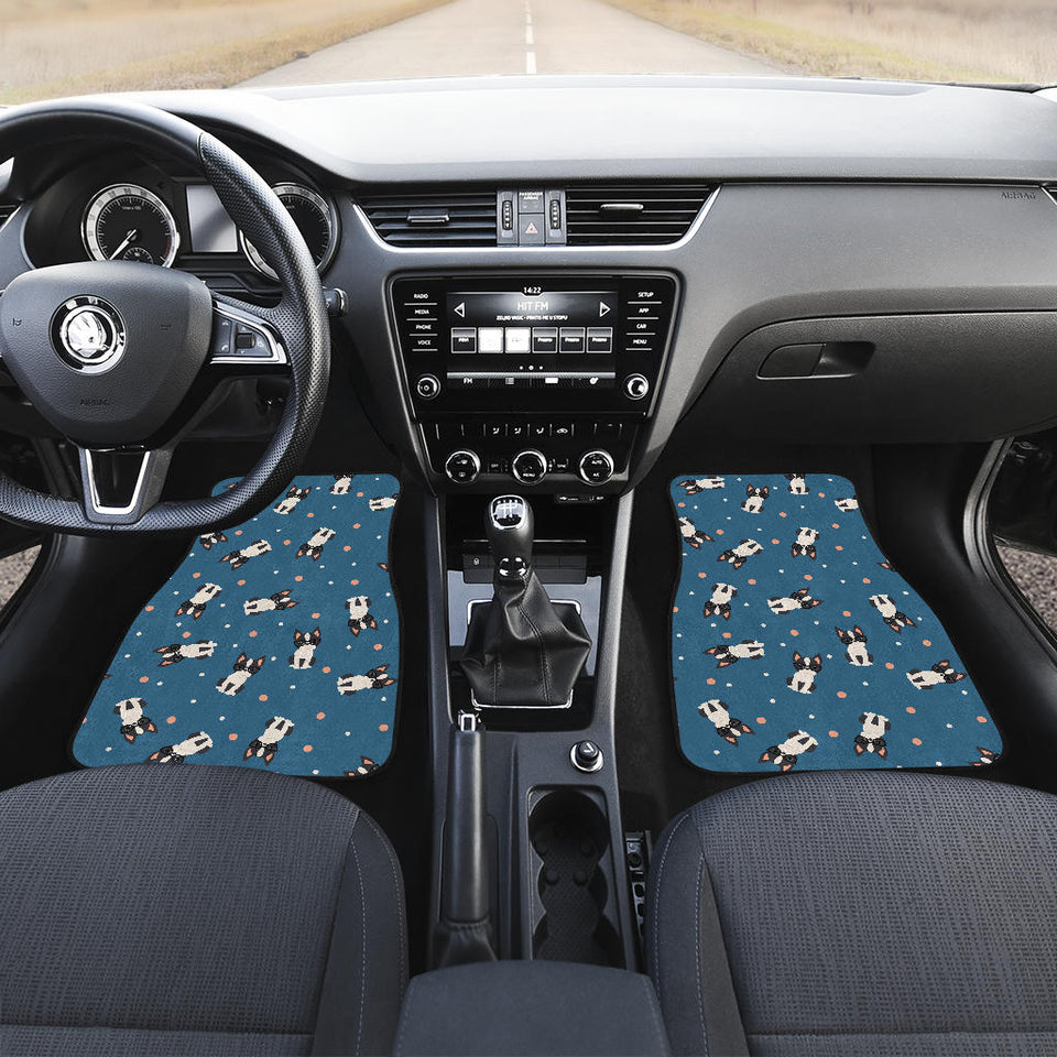 Cute Boston Terrier Dog Spattern Front And Back Car Mats