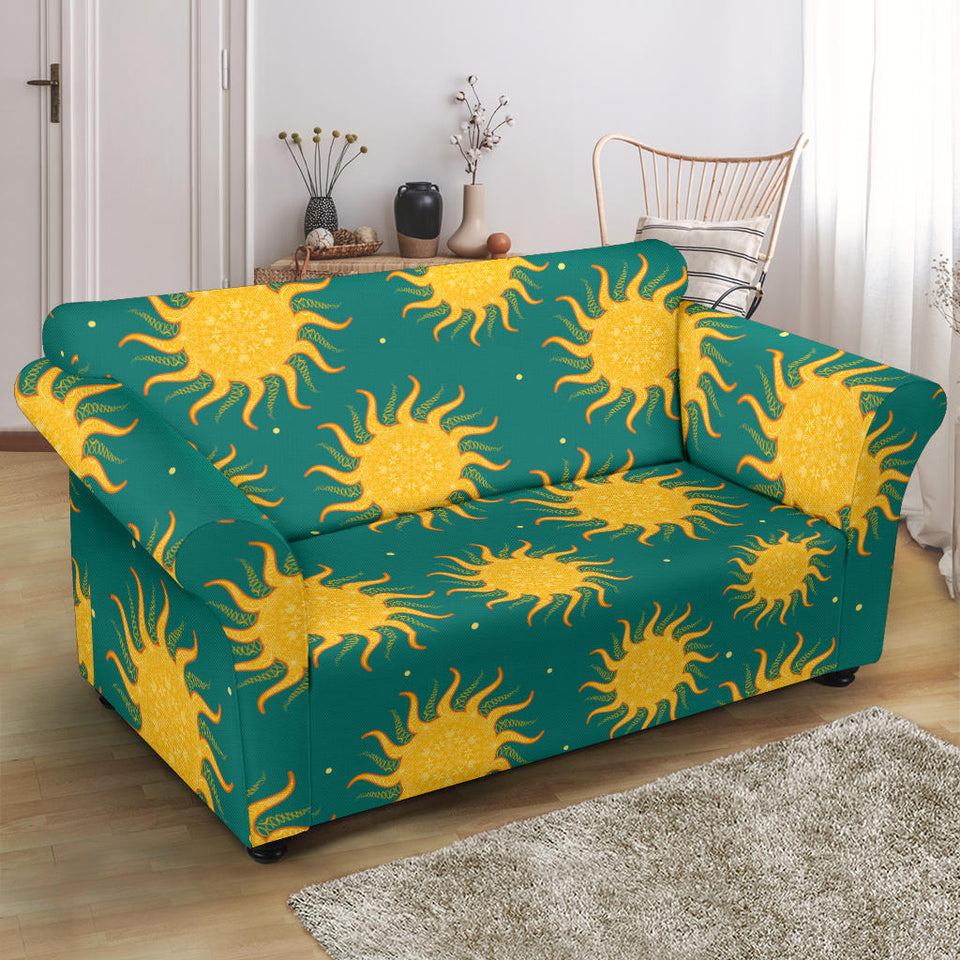 Sun Green Background Loveseat Couch Slipcover