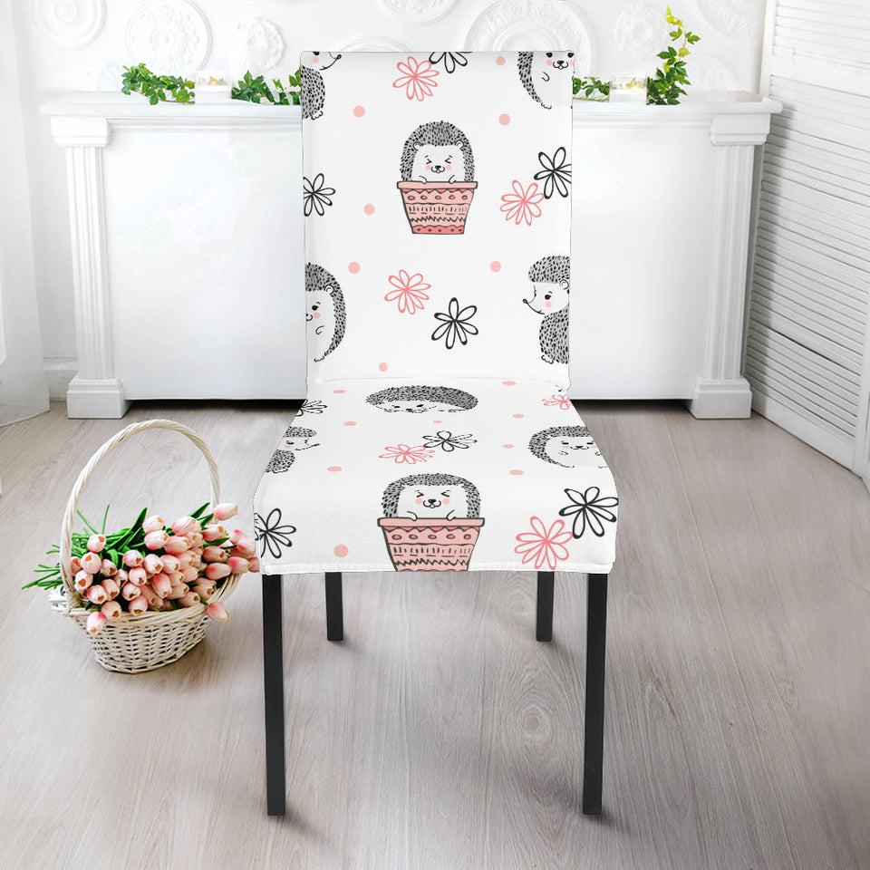 Hedgehog Pattern Print Design 02 Dining Chair Slipcover