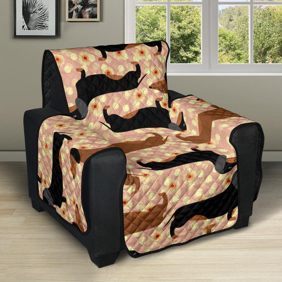 Dachshund floral background Recliner Cover Protector