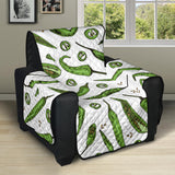 Hand drawn sketch style green Chili peppers pattern Recliner Cover Protector