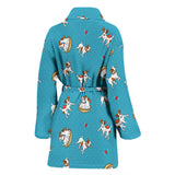 Jack Russel Pattern Print Design 03 Women's Bathrobe