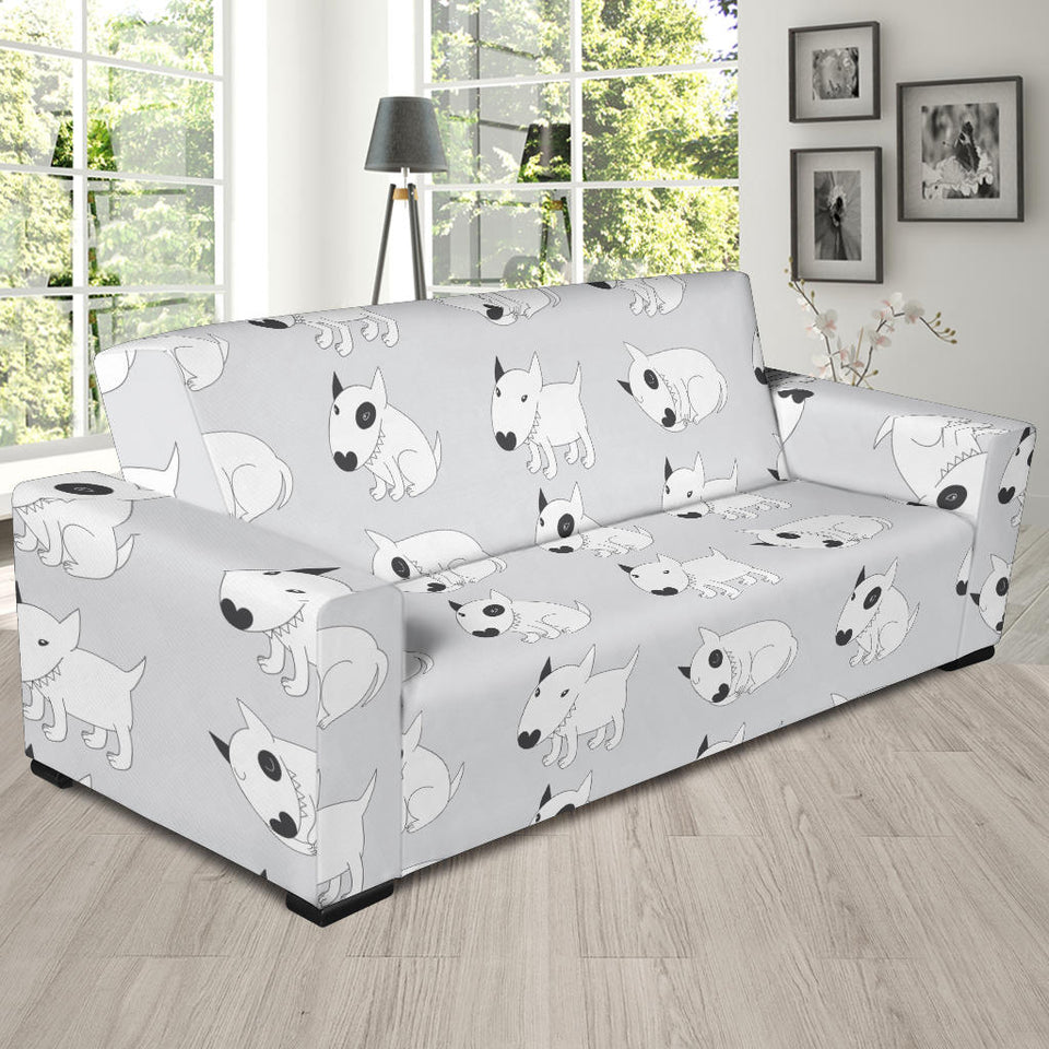 Bull Terrier Pattern Print Design 01 Sofa Slipcover