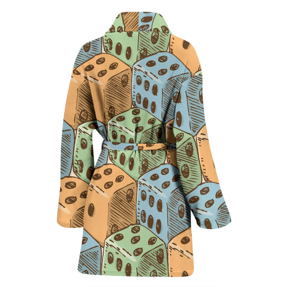 Dice Pattern Print Design 05 Women's Bathrobe