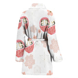Daruma Japanese Wooden Doll Cherry Blossom Flower Pattern Women'S Bathrobe