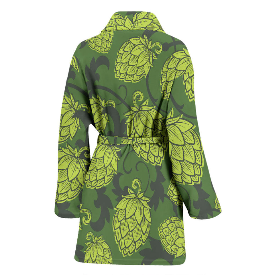 Hop Pattern Hop Cone Background Women'S Bathrobe