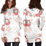 Daruma Japanese Wooden Doll Cherry Blossom Flower Pattern Women'S Hoodie Dress