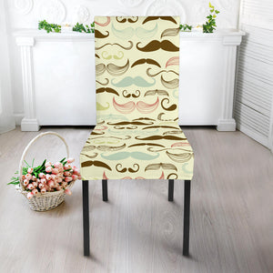 Mustache Beard Pattern Print Design 01 Dining Chair Slipcover