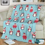 Cute Penguin Christmas  Design Pattern Premium Blanket
