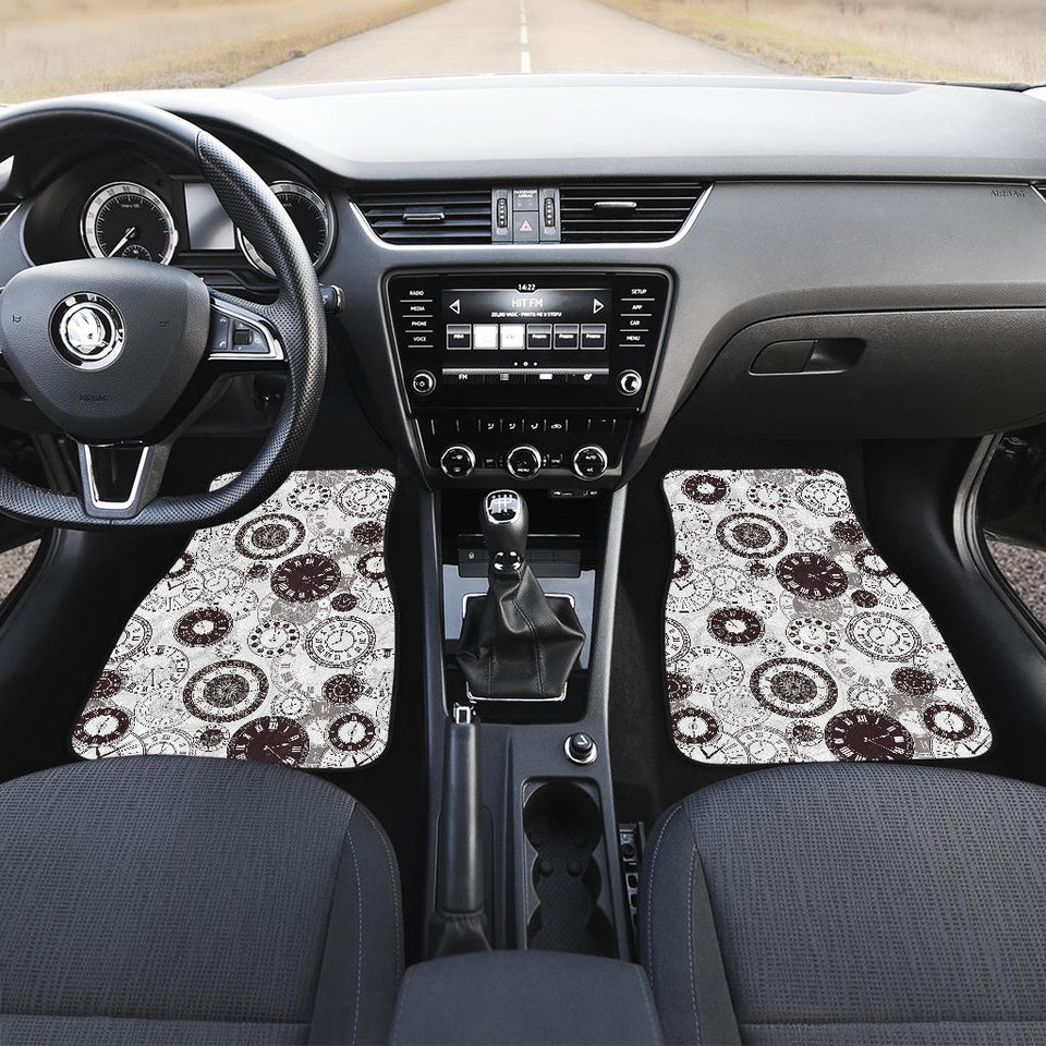 Classic Vintage Clock Pattern Front Car Mats