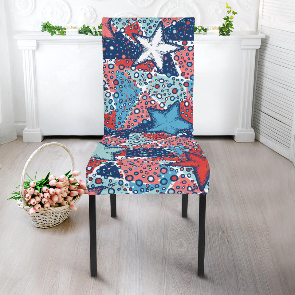 Hand Drawn Colorful Starfish Dining Chair Slipcover