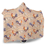 Cute Rooster Chicken Cock Floral Ornament Background Hooded Blanket
