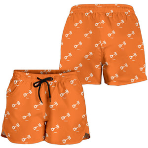 Engine Piston Orange Background Pattern Print Design 05 Women Shorts