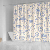 Cute Sushi Icon Pattern Shower Curtain Fulfilled In US