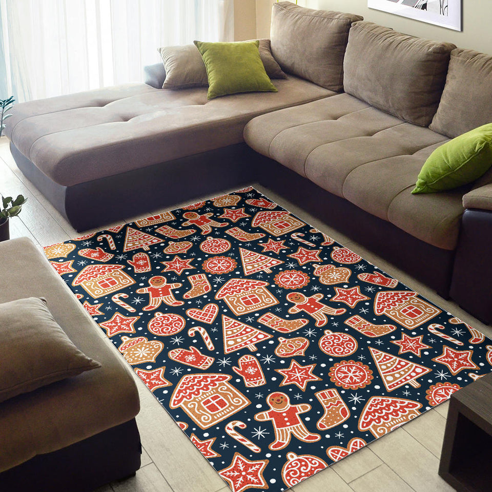 Christmas Gingerbread Cookie Pattern Area Rug