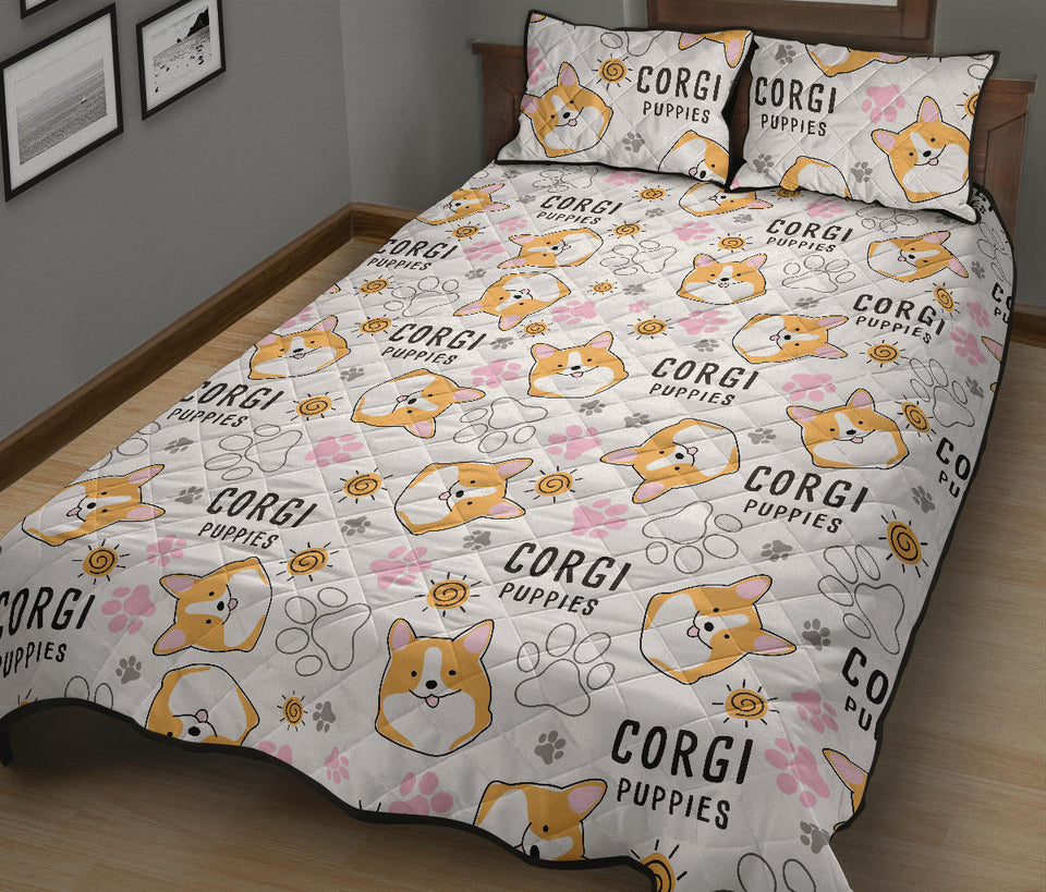 Corgi Dog Pattern Quilt Bed Set
