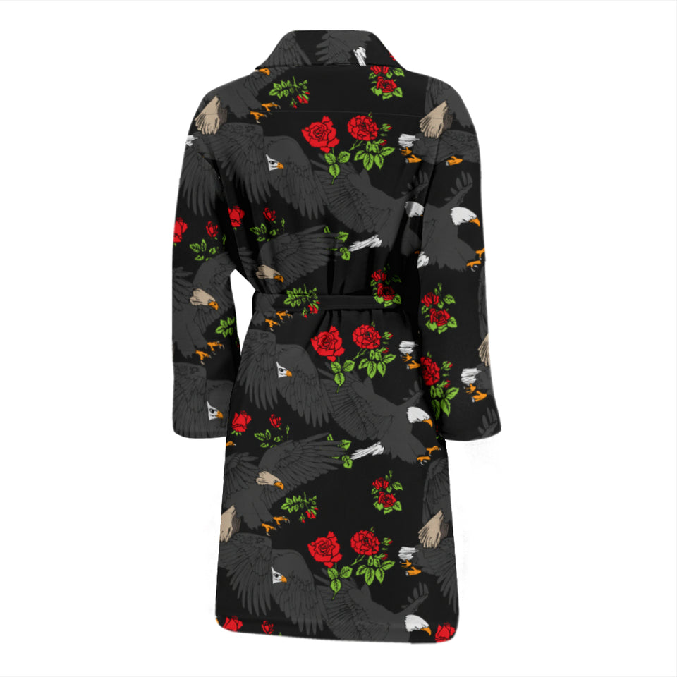 Eagle Pattern Print Design 04 Men's Bathrobe