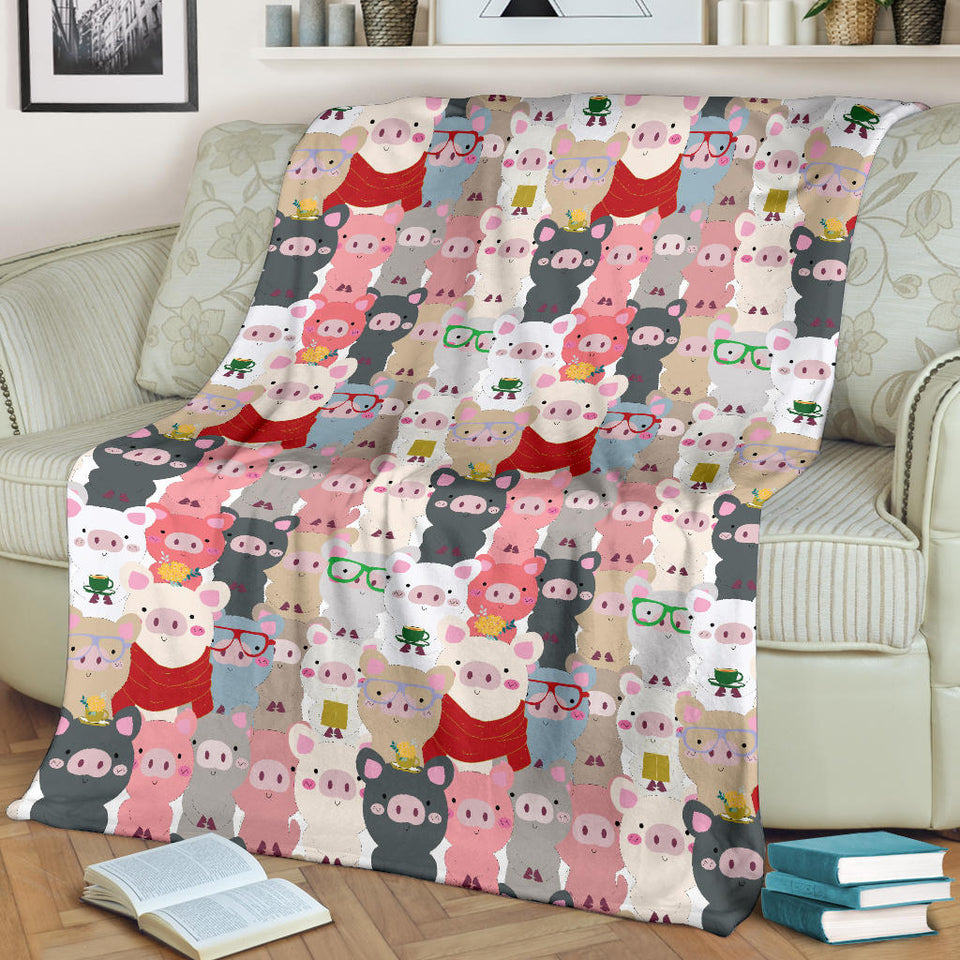 Pig Pattern Print Design 02 Premium Blanket