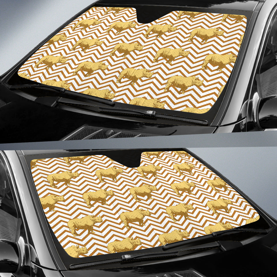 Rhino Yellow Theme Pattern Car Sun Shade