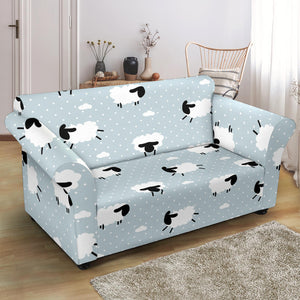 Sheep Polka Dot Cloud Pattern Loveseat Couch Slipcover