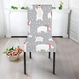 Cute Polar Bear Christmas Snow Pattern Dining Chair Slipcover