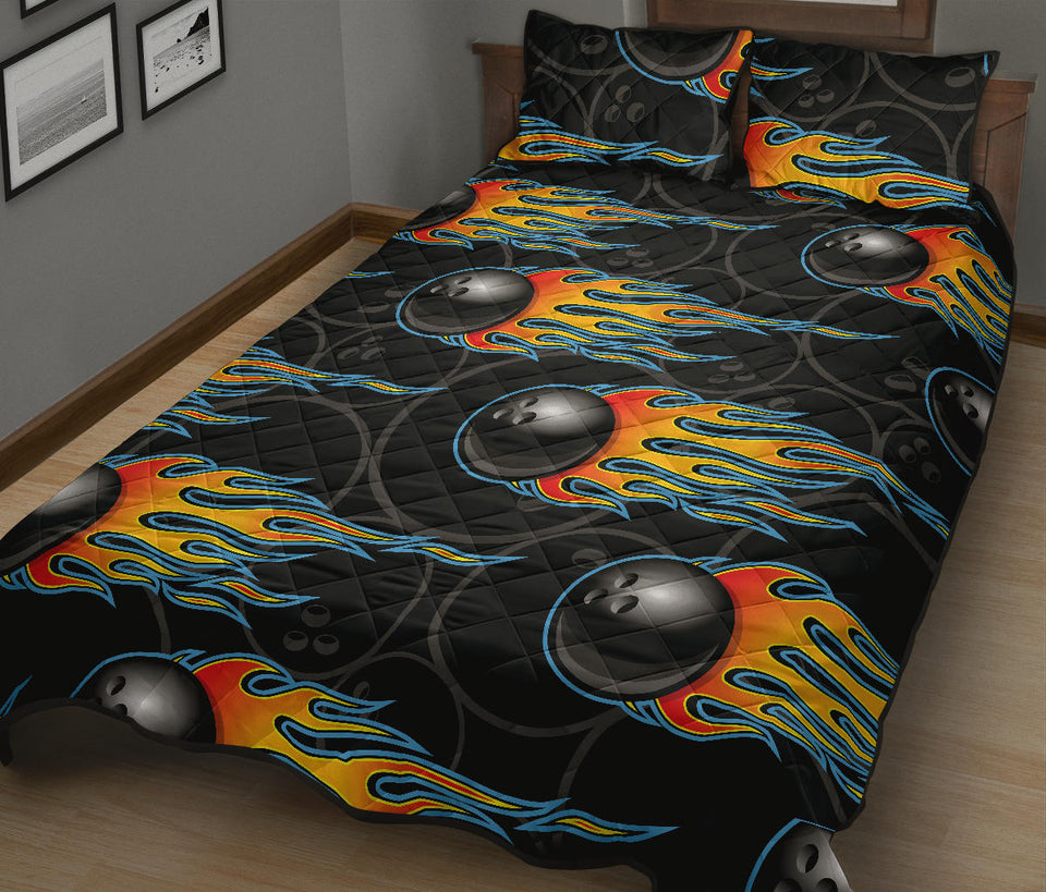 Bowling balls flame pattern Quilt Bed Set