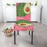 Avocado Slices Leaves Pink Back Ground Dining Chair Slipcover
