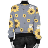 Cute Hamster Sunflower Pattern Background Women'S Bomber Jacket