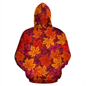 Autumn Maple Leaf Pattern Zip Up Hoodie