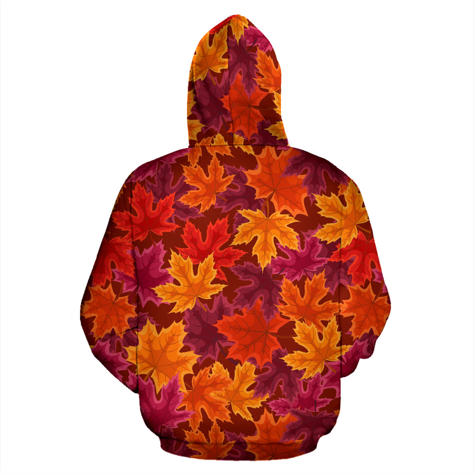 Autumn Maple Leaf Pattern Zip Up Hoodie