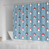 Cute Penguin Christmas Snow Pattern Shower Curtain Fulfilled In US