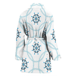 Nautical Steering Wheel Chain Women'S Bathrobe