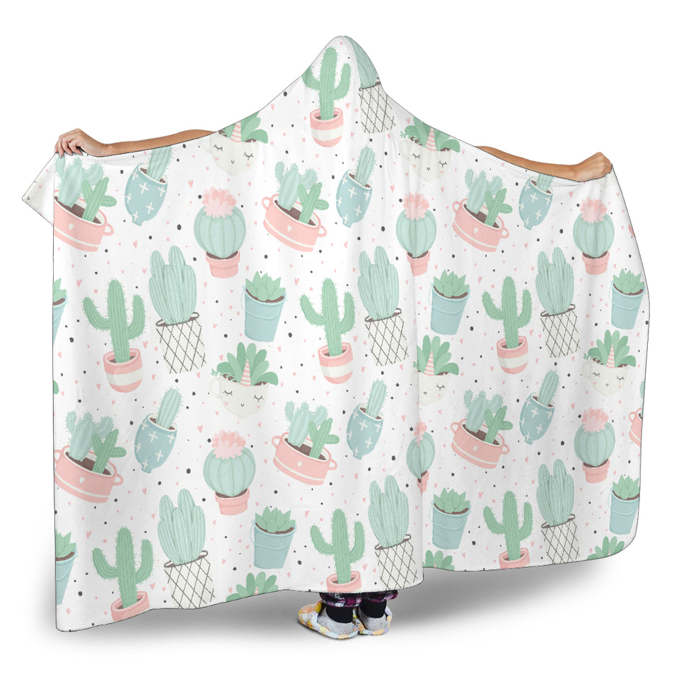 Pastel Colorcactus Pattern Copy Hooded Blanket