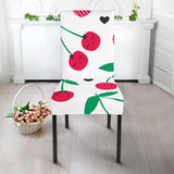 Cherry Pattern White Background Dining Chair Slipcover