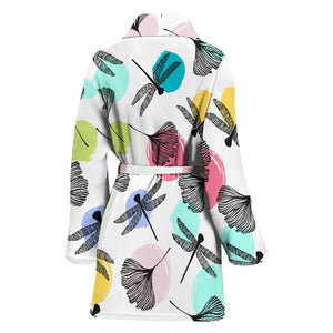 Dragonflies Ginkgo Leaves Pattern Women'S Bathrobe