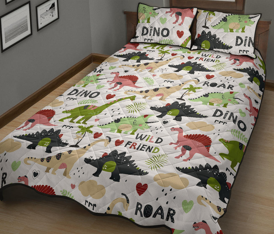 Cute dinosaurs pattern Quilt Bed Set