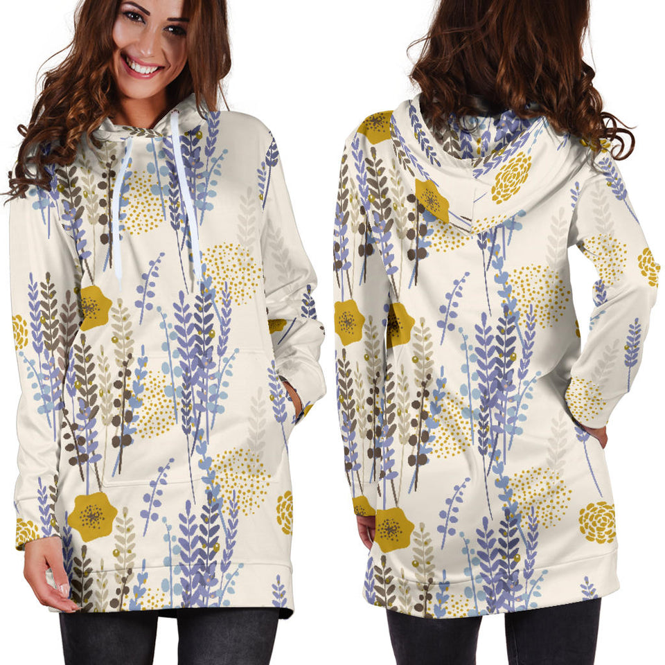 Lavender Modern Pattern Blackground Women'S Hoodie Dress