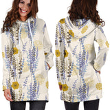 Lavender Modern Pattern Blackground Women'S Hoodie Dress