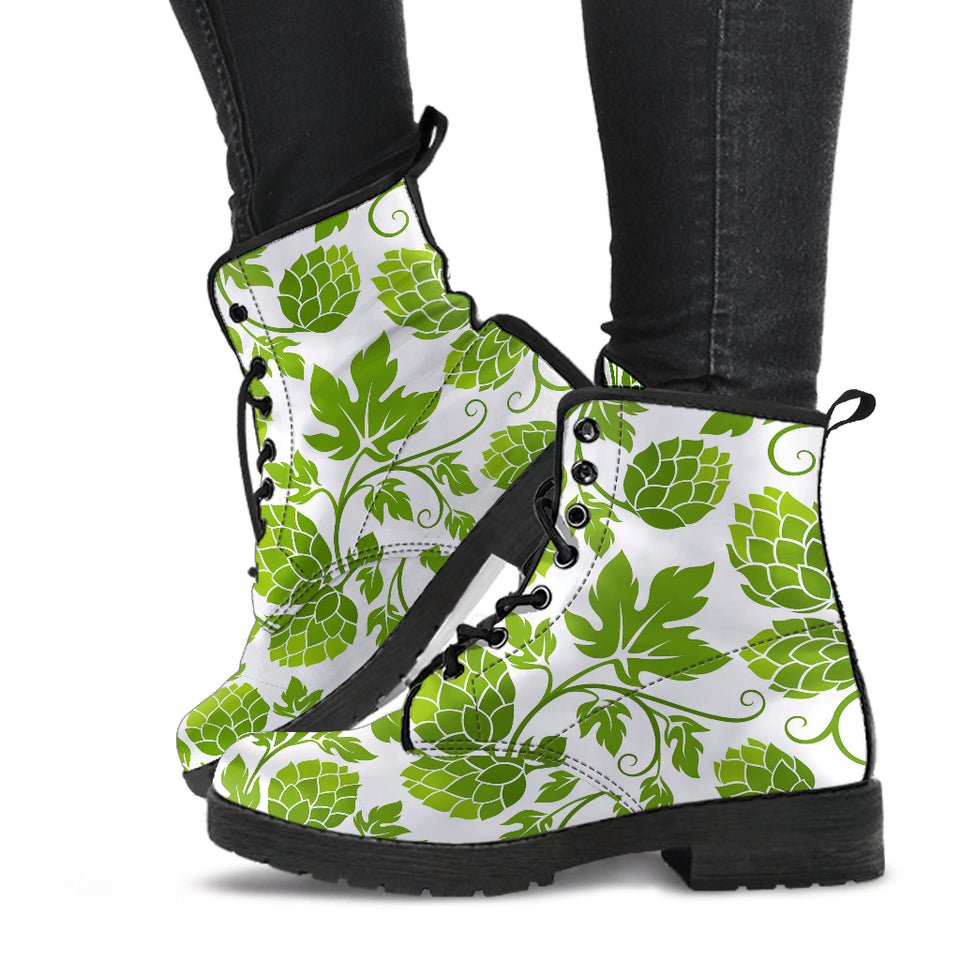 Hop Design Pattern Leather Boots
