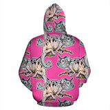 Chameleon Lizard Pattern Pink Background Zip Up Hoodie