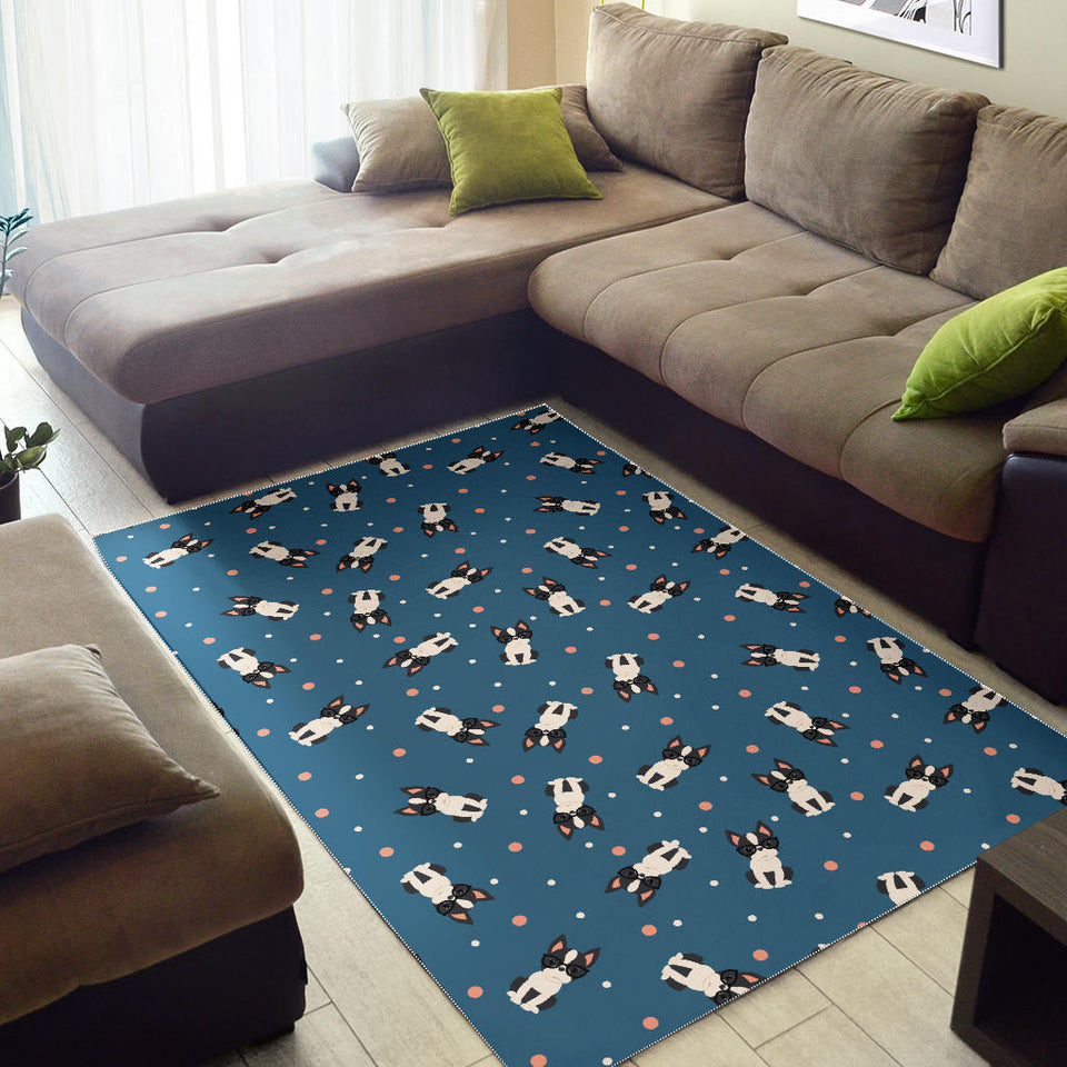 Cute Boston Terrier Dog Spattern Area Rug