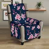 Pink sakura cherry blossom blue background Chair Cover Protector