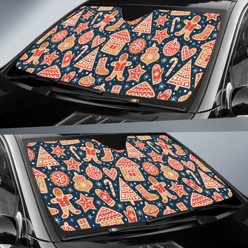 Christmas Gingerbread Cookie Pattern Car Sun Shade