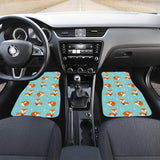 Fox Pattern Blue B Ackground Front And Back Car Mats