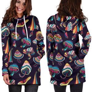 Colorful Mushroom Pattern Women'S Hoodie Dress