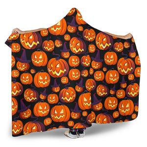 Halloween Pumpkin Pattern Hooded Blanket