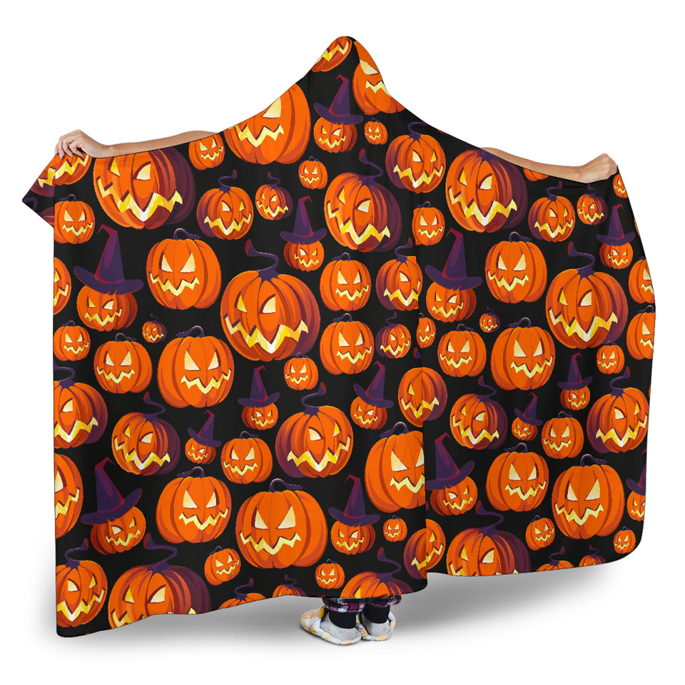 Halloween Pumpkin Pattern Hooded Blanket