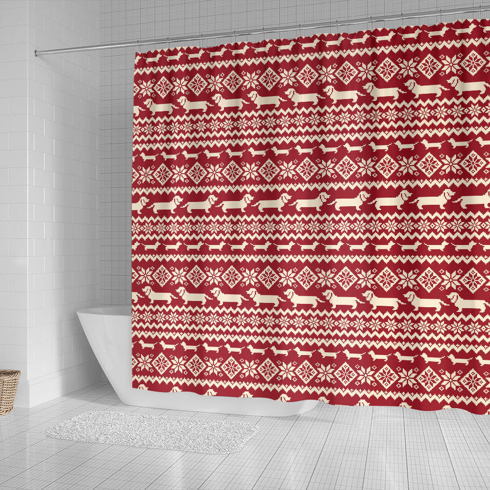 Dachshund Nordic Pattern Shower Curtain Fulfilled In US